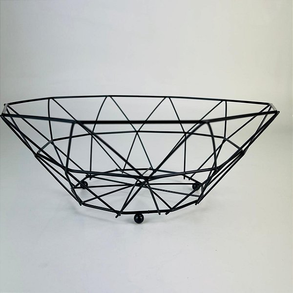 Fruteira de Mesa Aramada Geometrico Preto