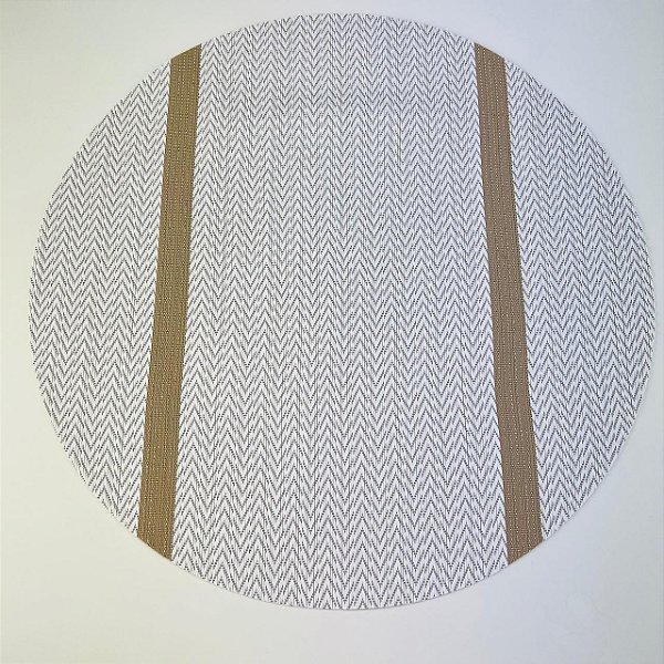 Jogo Americano Redondo Branco com dourado 38cm