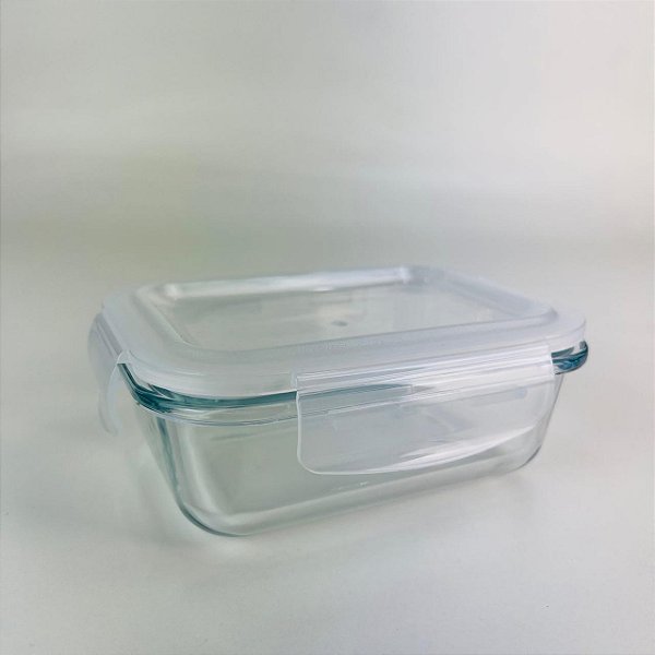 Pote de Vidro Hermético Retangular 370ml Transparente