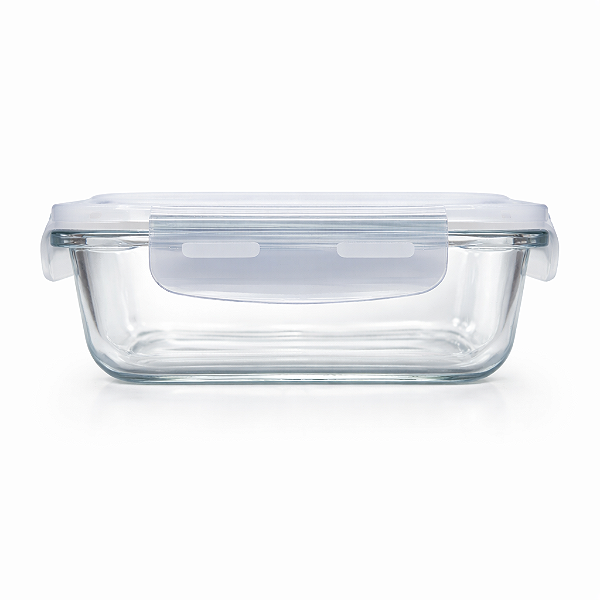Pote de Vidro Hermético Retangular 370ml Transparente
