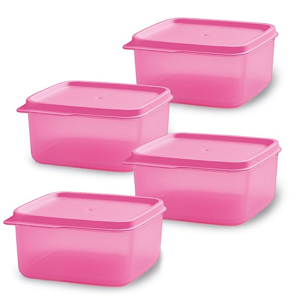 Kit Tupperware Basic Line 500ml Rosa Beijo 4 peças