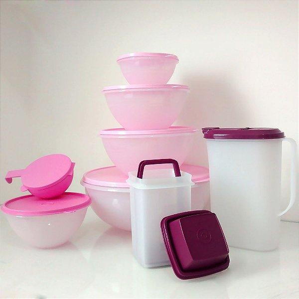 Tupperware Kit BEA Maravilhosa Nível 3 Rosa e Roxo 8 Peças
