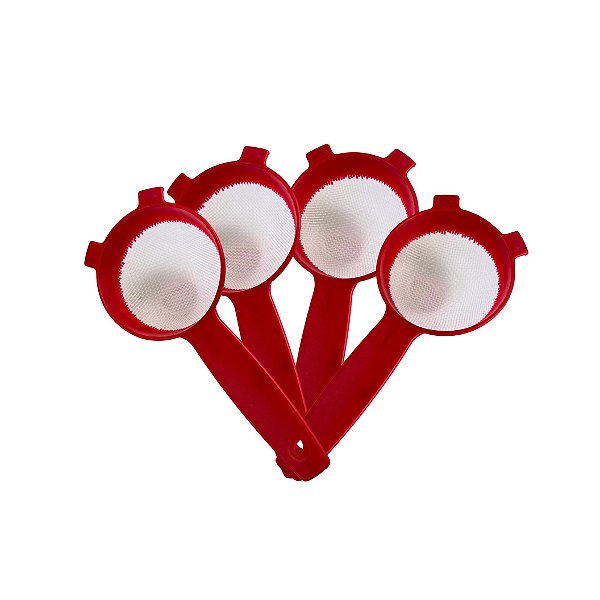 Kit Peneira de Plástico Mini 7 cm Vermelha 6 peças