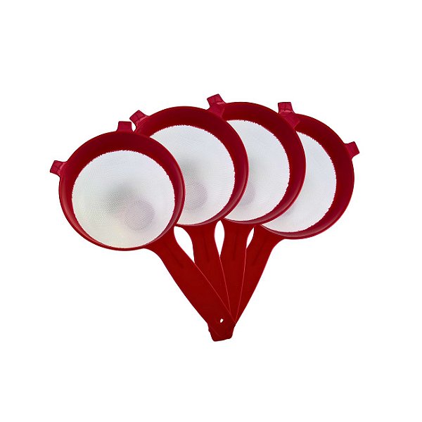 Kit Peneira de Plástico Média 15 cm Vermelha 12 peças
