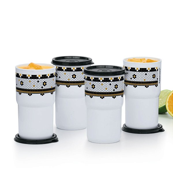 Kit Tupperware Copo Colors Ladrilhos 350ml 4 peças