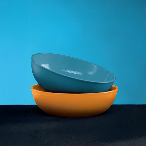 Kit Tupperware Tigelinha Allegra 250ml Azul Mineral e Damasco 2 Peças