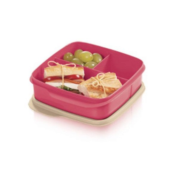 Tupperware Basic Line com divisória 550ml Rosa