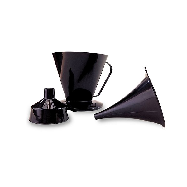 Kit Filtro de Café, Funil e Adaptador Preto 3 peças