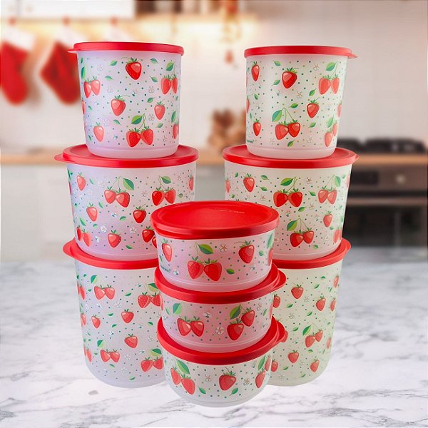 Kit Tupperware PDA 12/2025 Refri Line Morangos 9 Peças