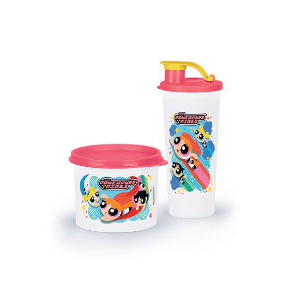 Kit Tupperware The Powerpuff Girls Redondinha + Copo com Bico