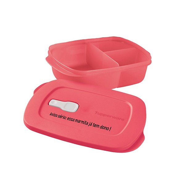 Tupperware Tigela Cristalwave Retangular com Divisórias Geração ll 1 litro Salmão