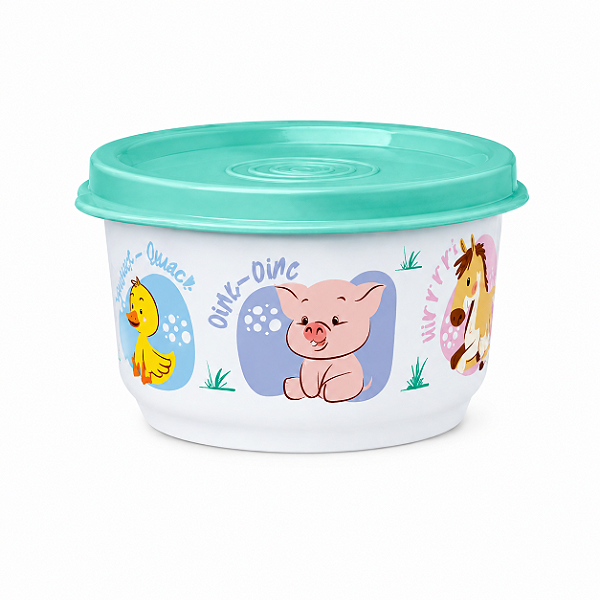 Tupperware Potinho Baby Fazendinha 140ml Branco e Verde