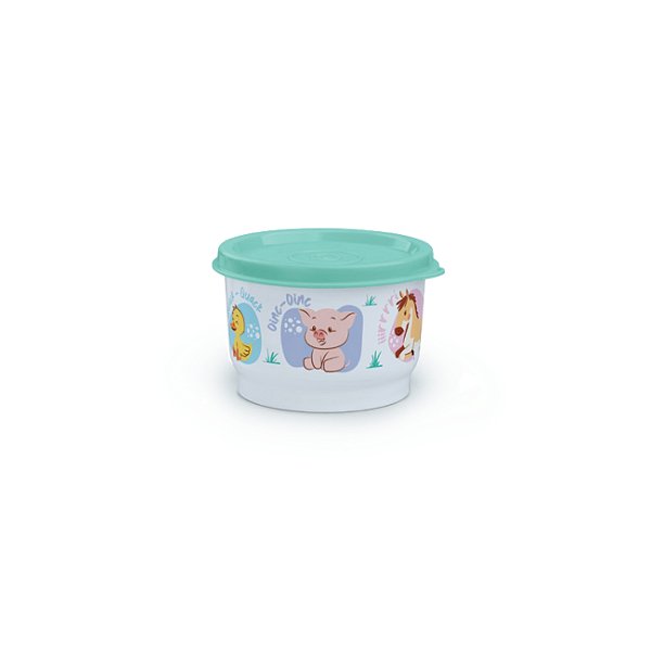 Tupperware Potinho Baby Fazendinha 140ml Branco e Verde