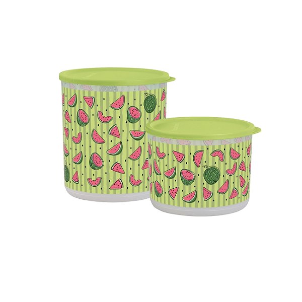kit Tupperware Refri Line Redondo 3,3+ Refri Line Redondo 2,1 Melancia 2 peças