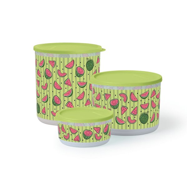 Kit Tupperware Refri Line Redondo Melancia 3 Peças
