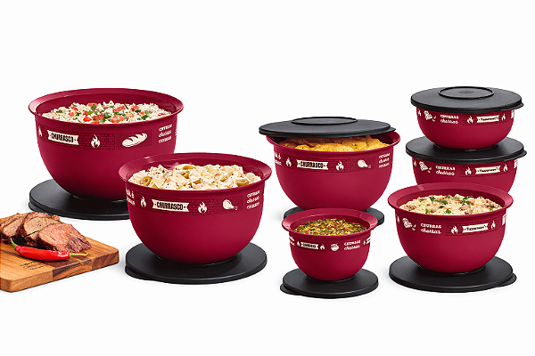 Kit Tupperware PDA 01/2026 Tigela Murano Sabor Na Brasa 7 Peças