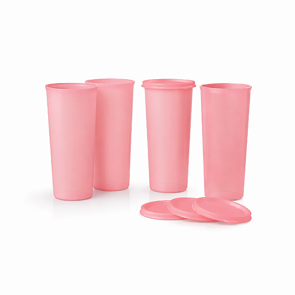 Kit Tupperware Copos 470ml Rosa Quartzo 4 peças