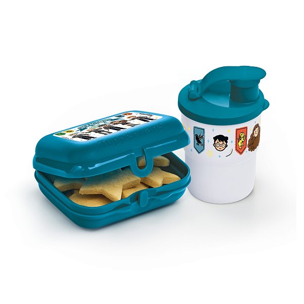 Kit Tupperware Copo Colors 225ml + Tupper Snack Casas de Hogwarts 2 peças