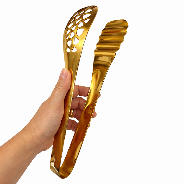Pegador de Carne Inox Dourado 25cm Gold Multiuso