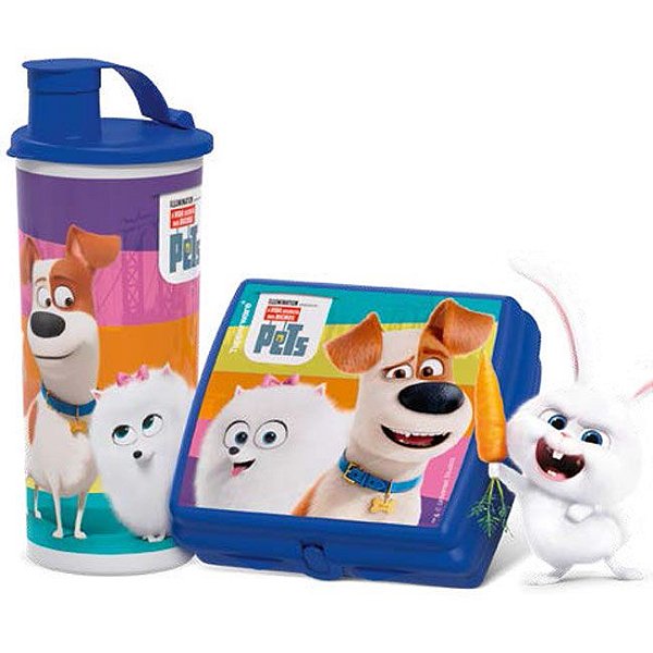 Tupperware Copo com Bico Pets 470ml + Porta Sanduíche Pets