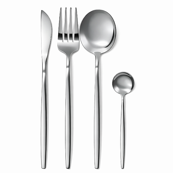 Jogo De Talheres 24 Peças Aço Inox Luxo Prata