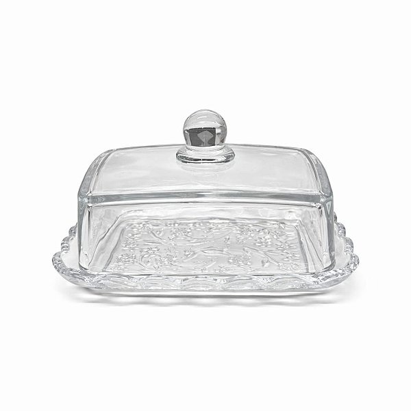 Manteigueira de Vidro Cristal Flowers