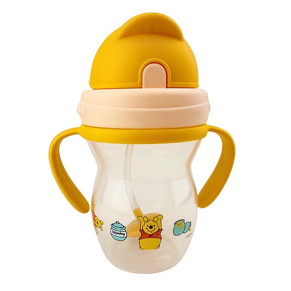Garrafinha com Canudo e Alça Ursinho Pooh 270ml Amarelo