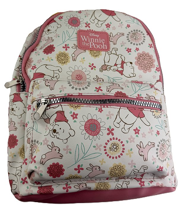 Mini Mochila Ursinho Pooh Disney Rosa Floral Winnie the Pooh