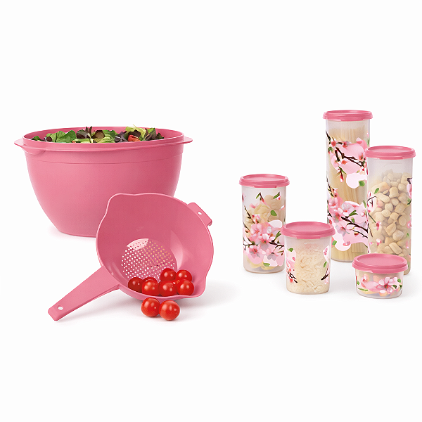 Kit Tupperware PDA 03/2026 Modular Flor de Cerejeira 7 peças