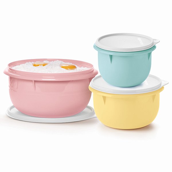 Kit Tupperware Tigela Batedeira Candy Colors 3 peças
