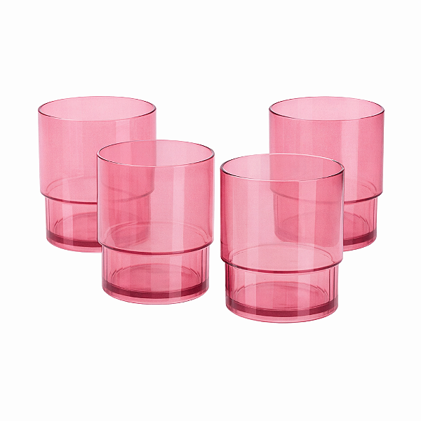 Kit Tupperware Copo Premier 295ml Rosa Claro 4 peças