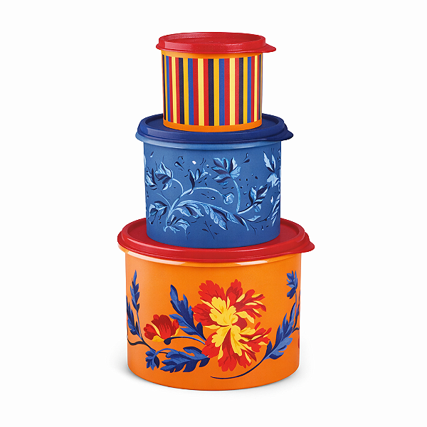 Kit Tupperware Tupper Caixas Florales 3 Peças