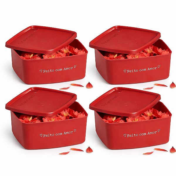 kit Tupperware Jeitosinho 400ml Feito com Amor 4 peças