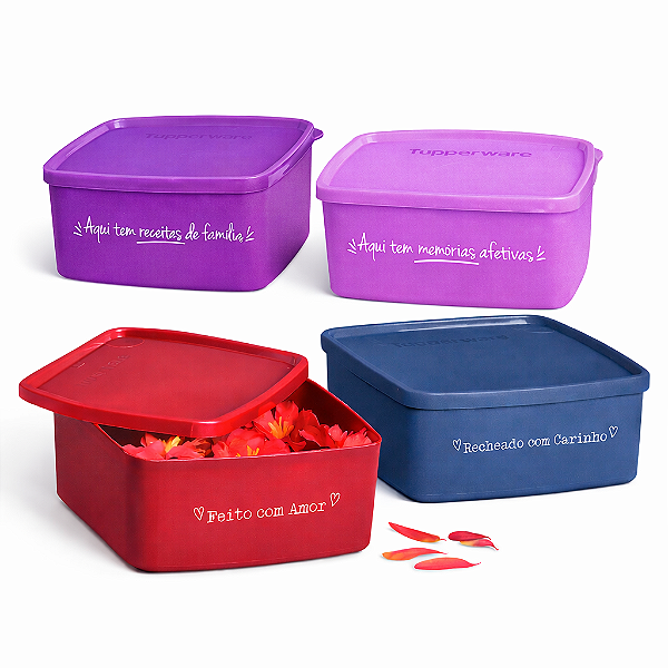 kit Tupperware Jeitosinho 400ml Frases 4 peças