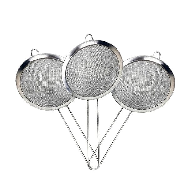 Peneira de Cozinha Inox 16cm Coador com Tela Fina 3 peças