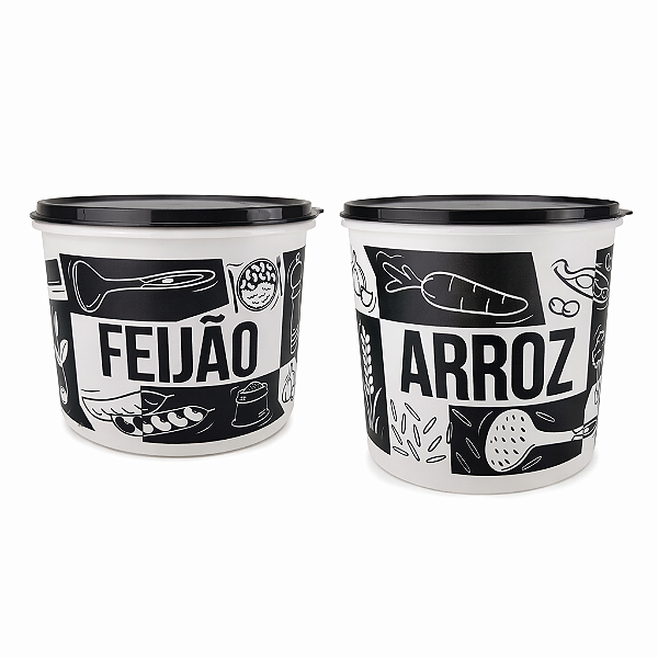 Kit Tupperware Caixa Arroz 5kg+ Feijão 2kg Pop Box 2 peças