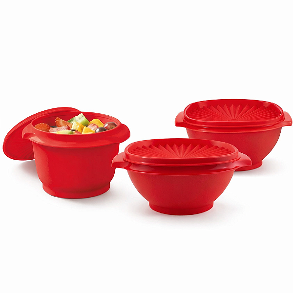 Kit Tupperware Tigela Sensação Vermelho 3 Peças