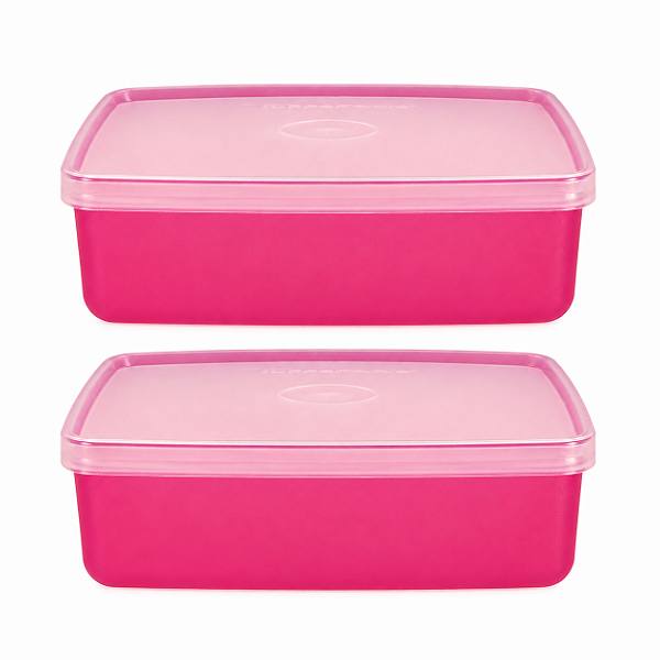 Kit Tupperware Refri Box 400ml Rosa Beijo 2 peças