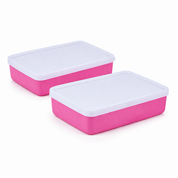Kit Tupperware Refri Box 400ml Rosa Beijo 2 peças