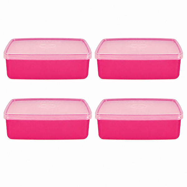 Kit Tupperware Refri Box 400ml Rosa Beijo 4 peças