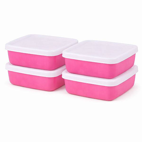 Kit Tupperware Refri Box 400ml Rosa Beijo 4 peças