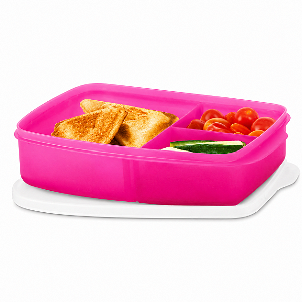 Tupperware Basic Line com Divisórias 1 litro Rosa Fluo
