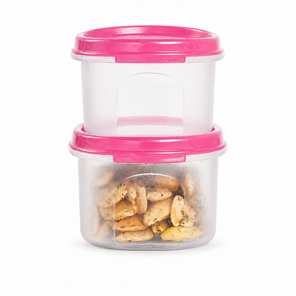 Kit Tupperware Modular Redondo n1 200ml Transparente e Rosa