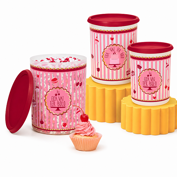 Kit Tupperware Instantânea Mágica Fica Vai Ter Bolo 3 peças