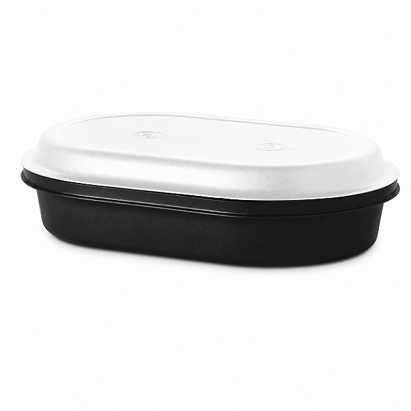 Tupperware Travessa Oval Actualité 2 litros Preto e Branco
