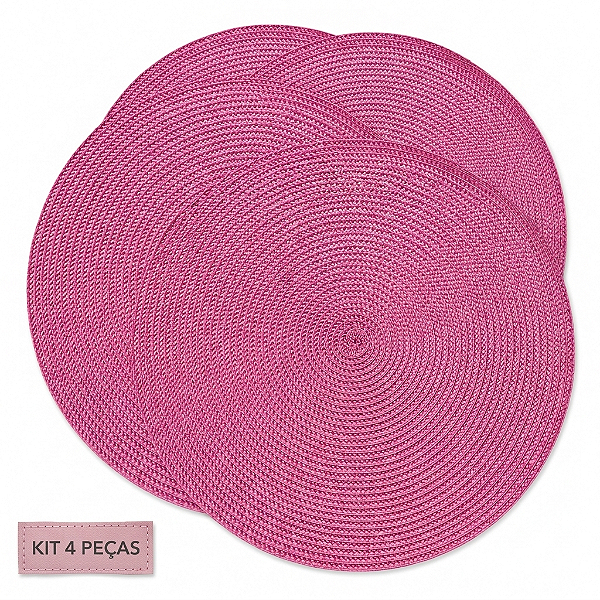 Jogo Americano Sousplast Redondo Pvc 38cm Rosa Escuro 4 Peças