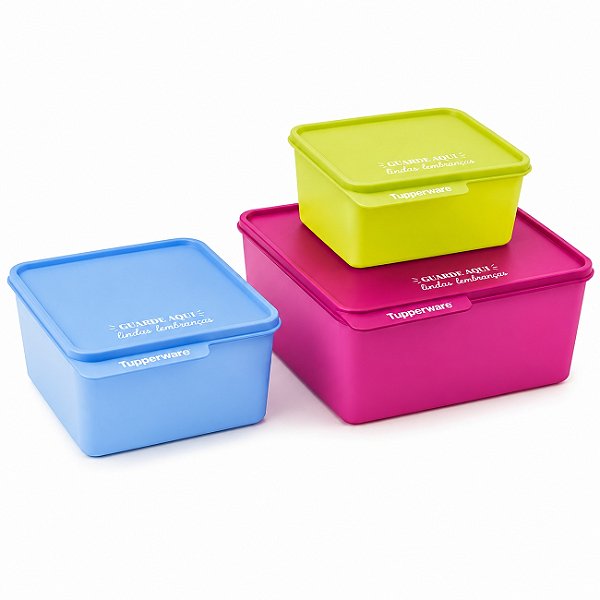 Kit Tupperware Basic Line Guarde Aqui 3 peças