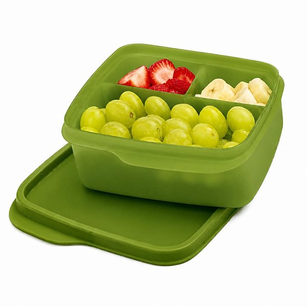 Tupperware Basic Line com Divisórias 550ml Verde Bosque