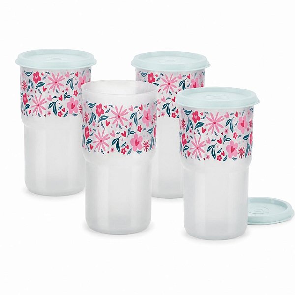 Tupperware Copo Colors Pétalas 350ml Verde Claro 4 peças
