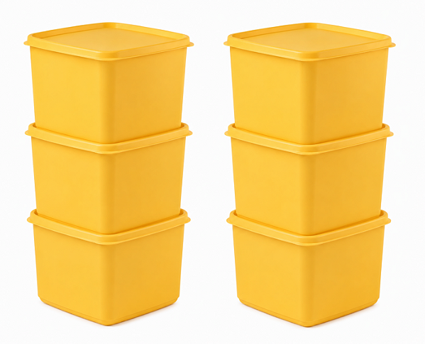 Kit Tupperware Jeitoso 800ml Amarelo Açafrão 6 peças